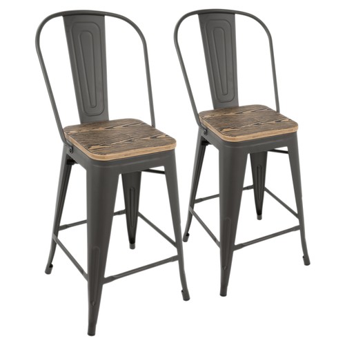 Oregon High Back 24" Fixed-height Counter Stool - Set Of 2